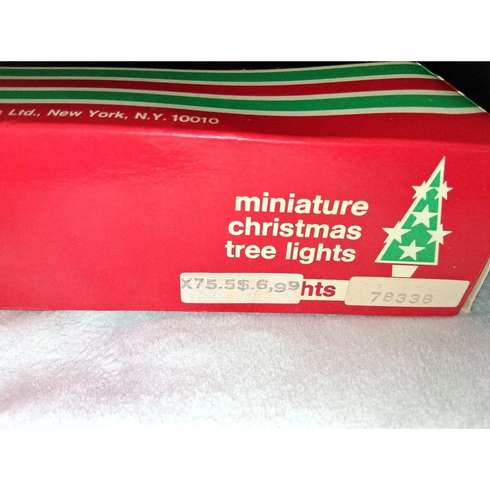 Vintage Made in Italy Poinsettia Christmas Tree Lights Original Box